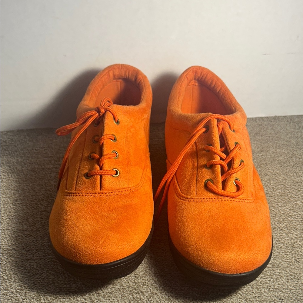 Orange Suede Lace-Up Women's Shoes